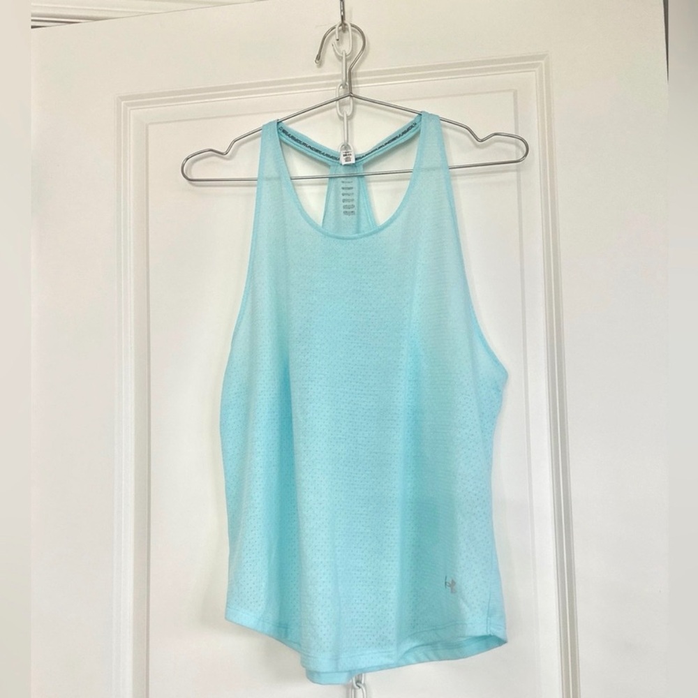 Under Armour Women's Mesh Racerback Tank Top - Light Blue Workout Top NWOT